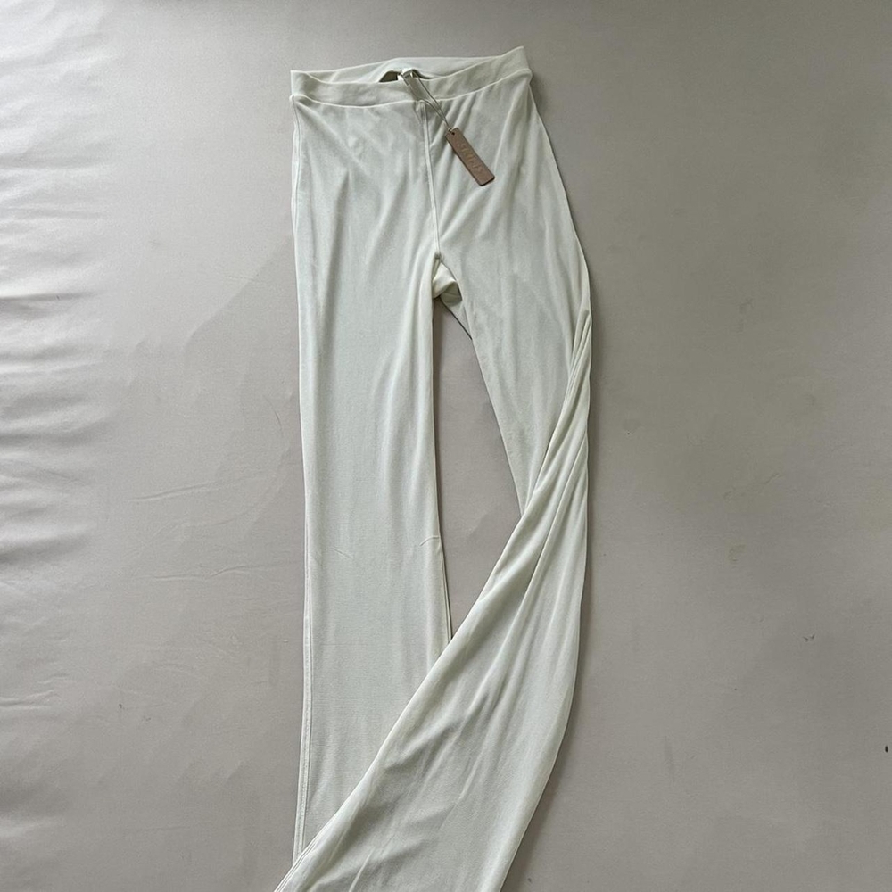 SKIMS SUMMER MESH PANTS BONE OFF WHITE HIGH WAIST BOOT CUT - Picture 3 of 4